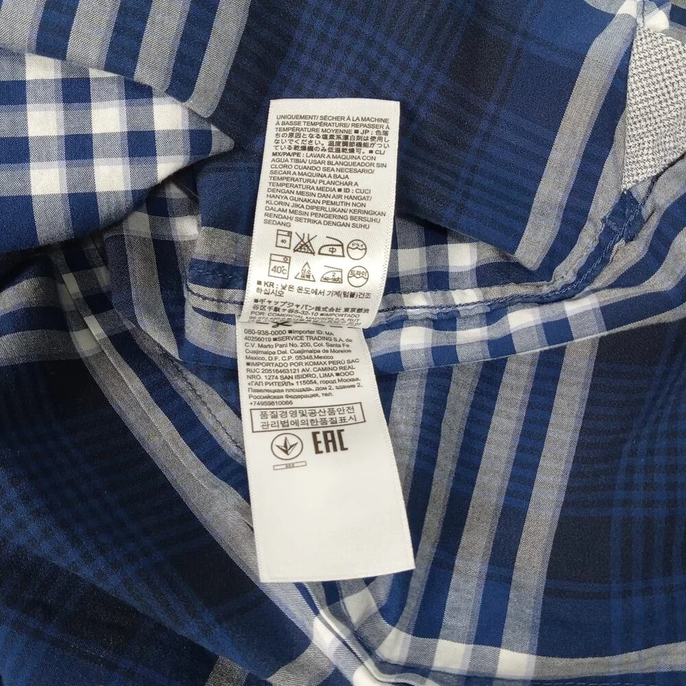 BANANA REPUBLIC Men's Blue Plaid Long Sleeve Shirt Size Medium